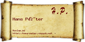 Hans Péter névjegykártya